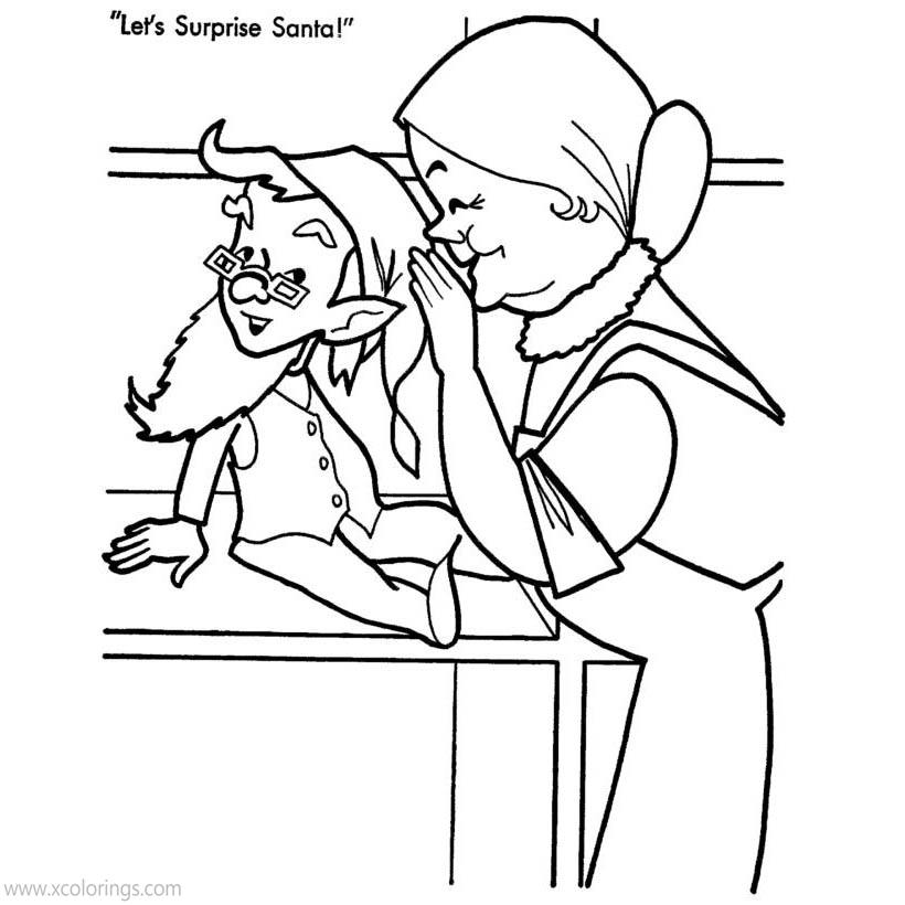 Free Mrs. Claus and Elf Coloring Pages printable