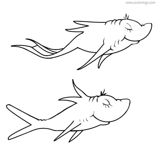 Free One Fish Two Fish Coloring Pages Red Fish Blue Fish printable