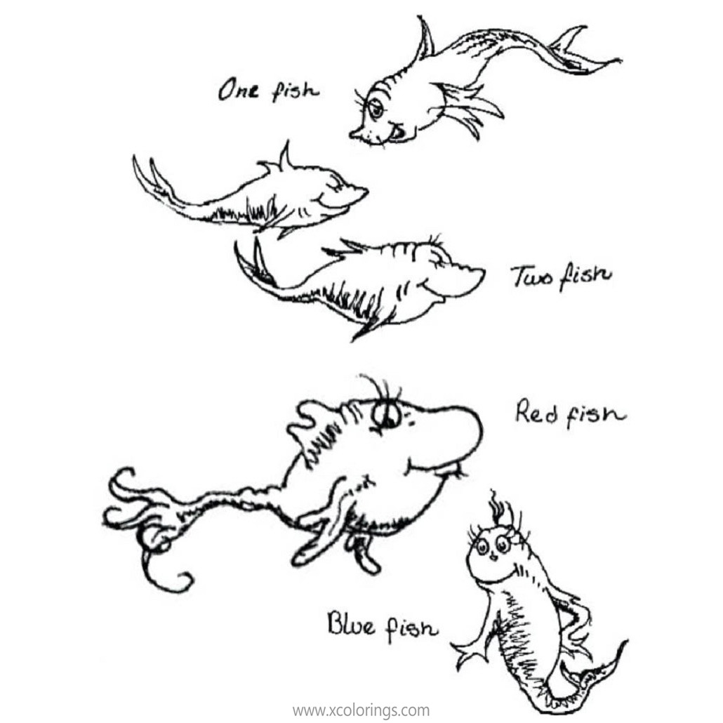 Free One Fish Two Fish from Dr. Seuss Coloring Pages printable