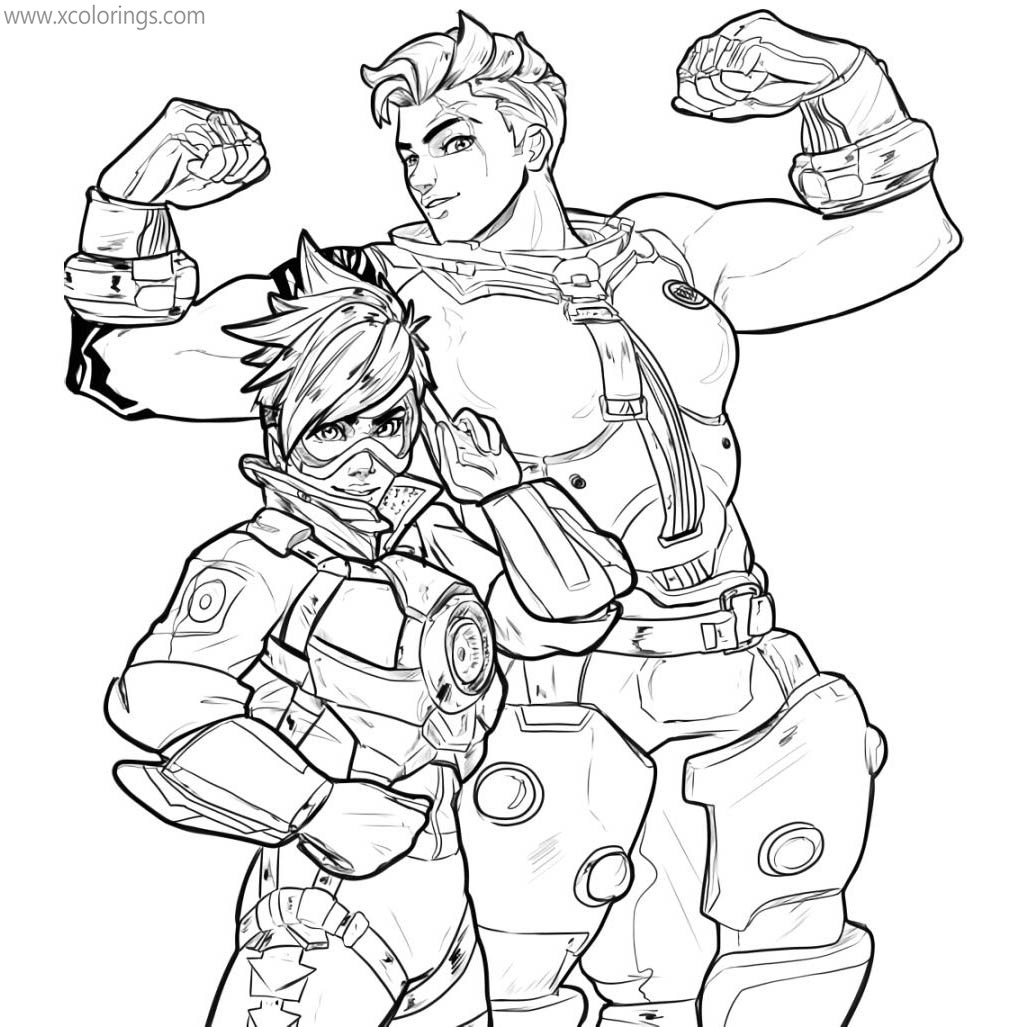 Free Overwatch Coloring Pages Zarya and Tracer printable