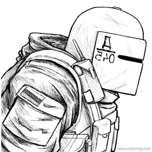 Rainbow Six Siege Coloring Pages Character with Helmet - XColorings.com