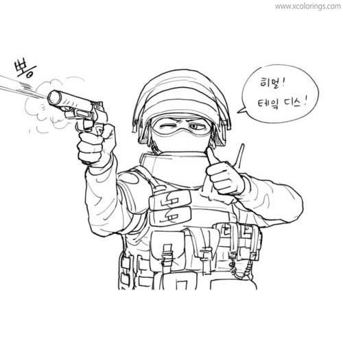Free Rainbow Six Siege Coloring Pages Girl with Shortgun printable