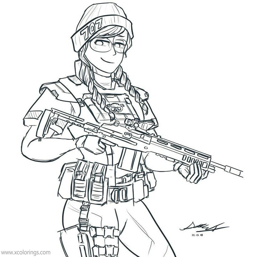 Free Rainbow Six Siege Coloring Pages Girl printable
