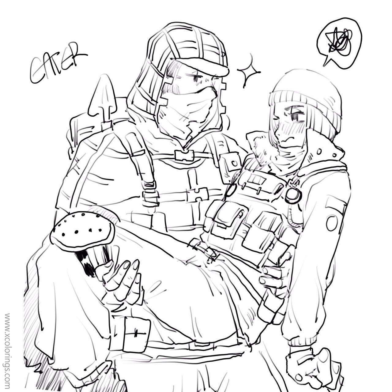 Free Rainbow Six Siege Coloring Pages Kapkan x Frost printable