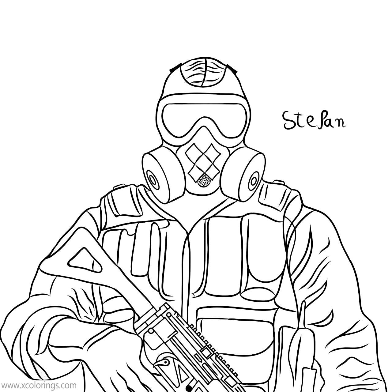 Rainbow Six Siege Coloring Pages with Gas Mask - XColorings.com