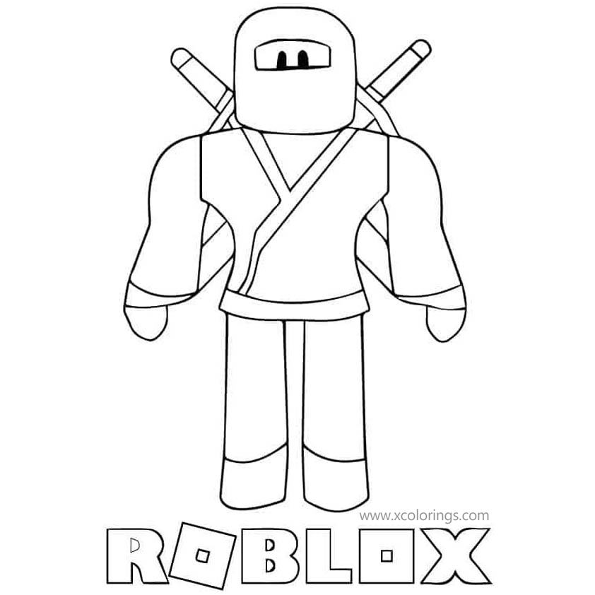 Free Roblox Ninja Coloring Pages with Mask and Sword printable