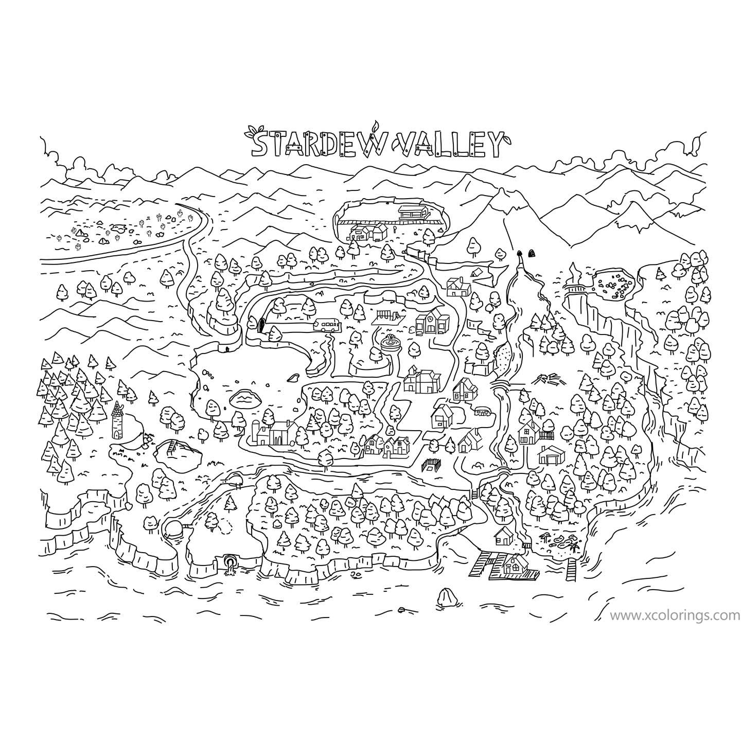 Free Stardew Valley Map Coloring Pages by Squirrelknight printable