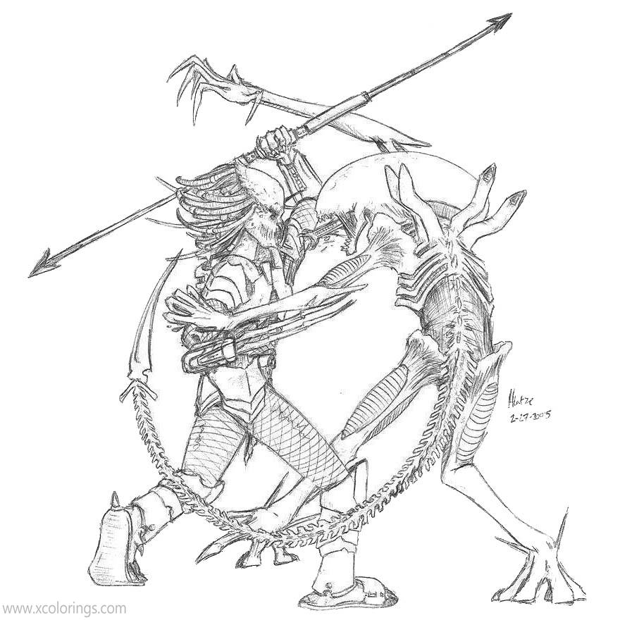 Free Alien vs Predator Coloring Pages Characters printable