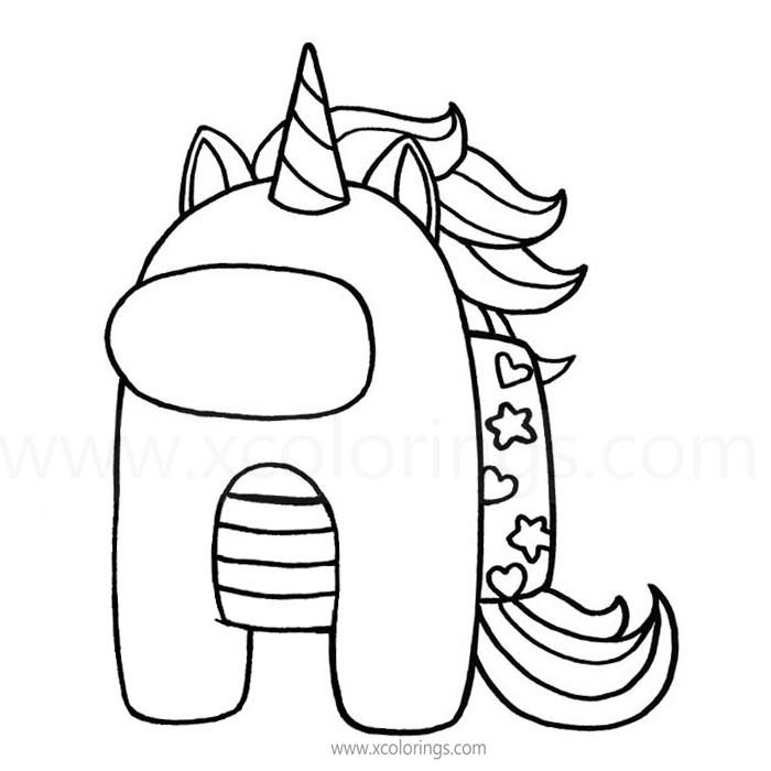 Among Us Unicorn Skin Coloring Pages - XColorings.com