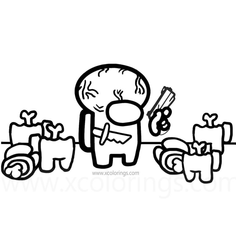 Among us coloring pages dead - Among Us Coloring Pages Big Brain Succeeded 768x768 