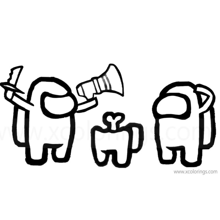 Among Us Coloring Pages Impostor with Knife - XColorings.com