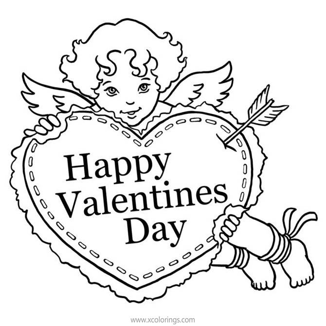 Free Angel with Valentines Day Heart Coloring Pages printable