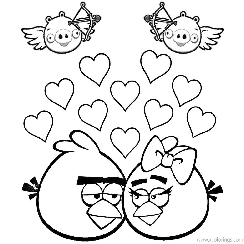 Free Angry Birds Valentines Day Coloring Pages printable