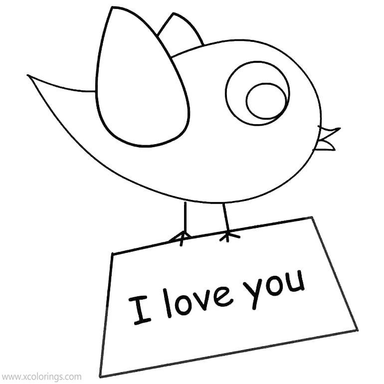 Free Animal Valentines Day Coloring Pages Bird I Love You printable