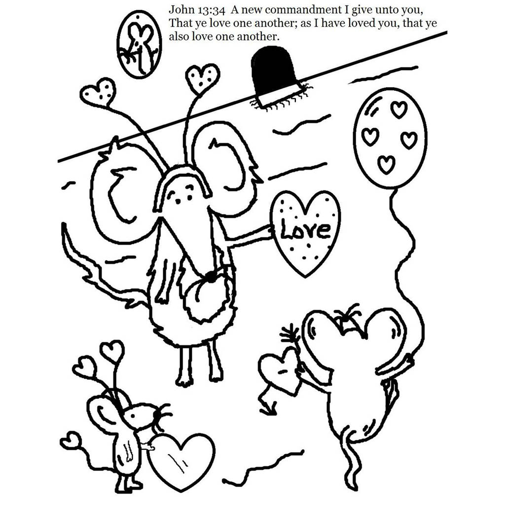 Free Animals Valentines Day Coloring Pages Mouses printable