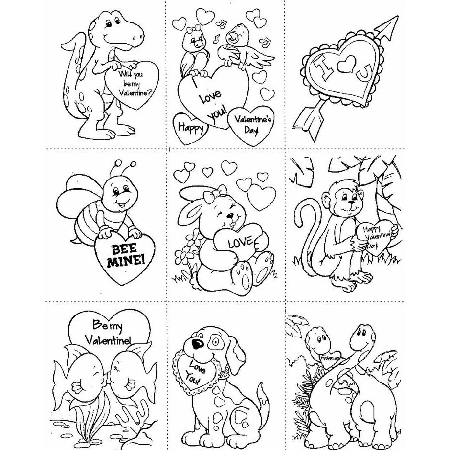 Free Animals Valentines Day Coloring Pages Printable printable
