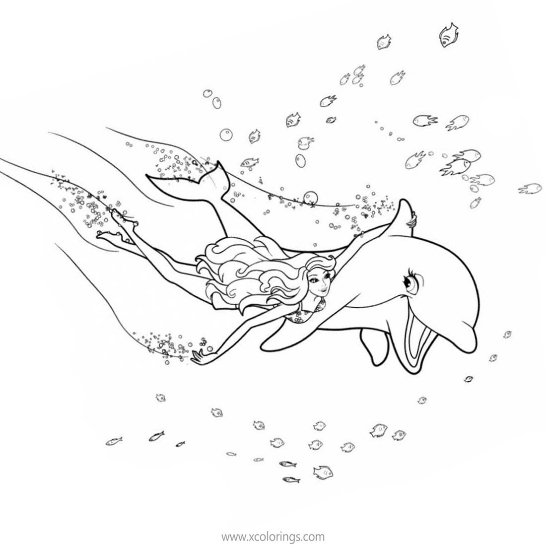 Free Barbie Mermaid Coloring Pages Barbie Dolphin Magic printable