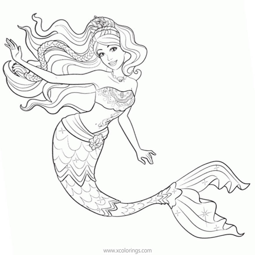 Free Barbie Mermaid Coloring Pages Black and White printable