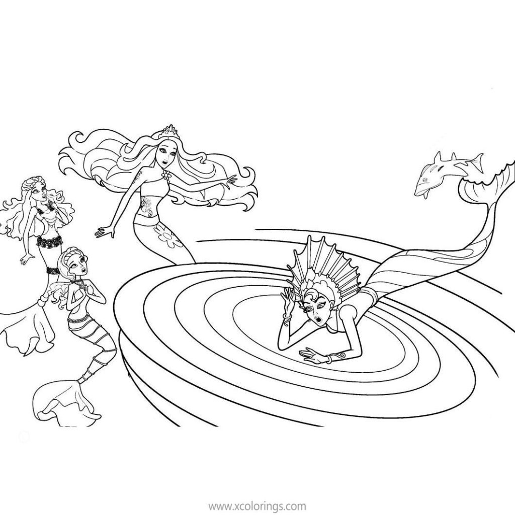 Barbie Mermaid Coloring Pages Merliah is Swimming