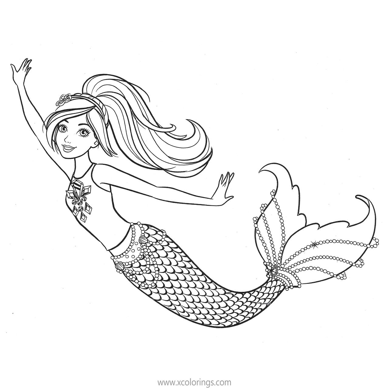 Free Barbie Mermaid Coloring Pages Merliah is Swimming printable