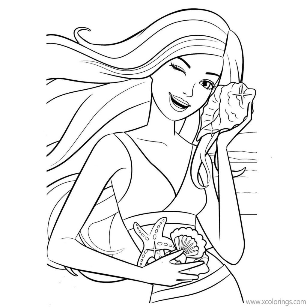 Barbie Mermaid Coloring Pages Barbie Dolphin Magic - XColorings.com