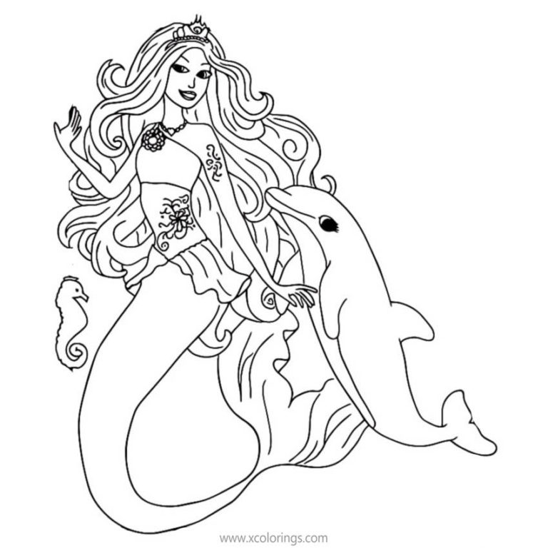 Dolphin Magic Barbie Mermaid Coloring Pages - XColorings.com