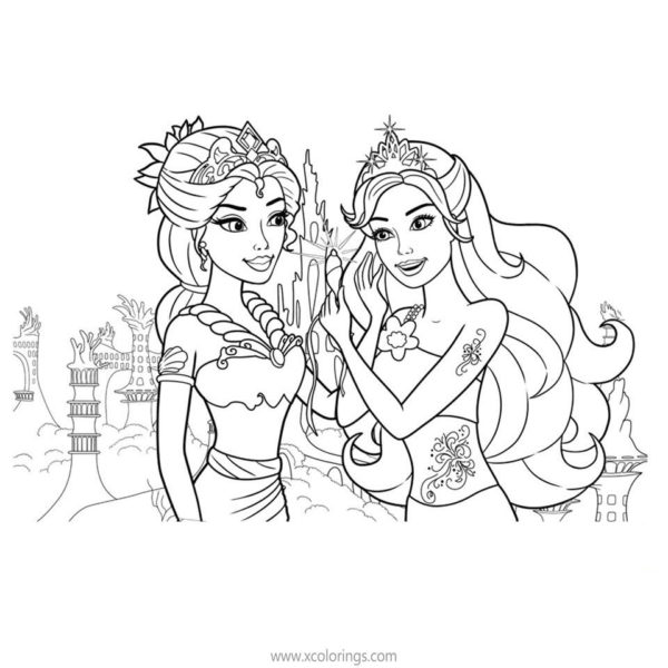 Barbie Mermaid Coloring Pages Merliah is Swimming - XColorings.com