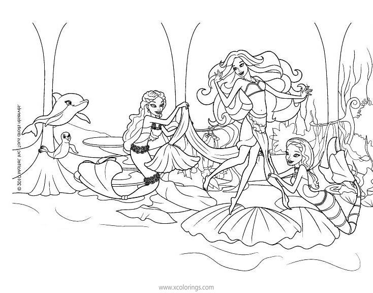 Free Barbie Mermaid Coloring Pages for Girls printable