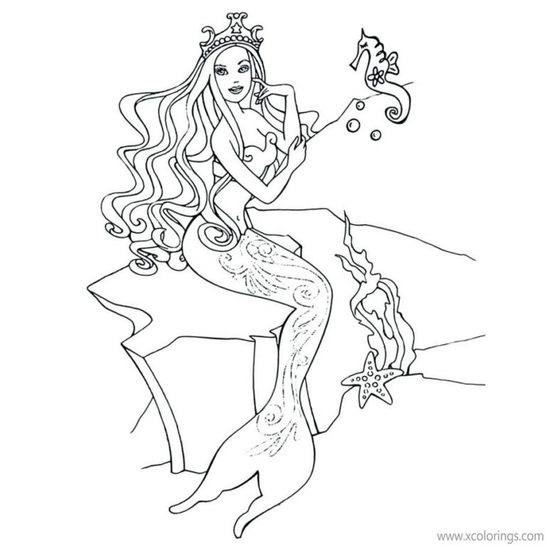 Barbie Mermaid Coloring Pages Merliah and Dolphin - XColorings.com