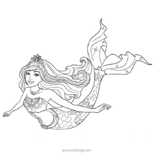 Barbie Mermaid Coloring Pages Princess and Dolphin - XColorings.com