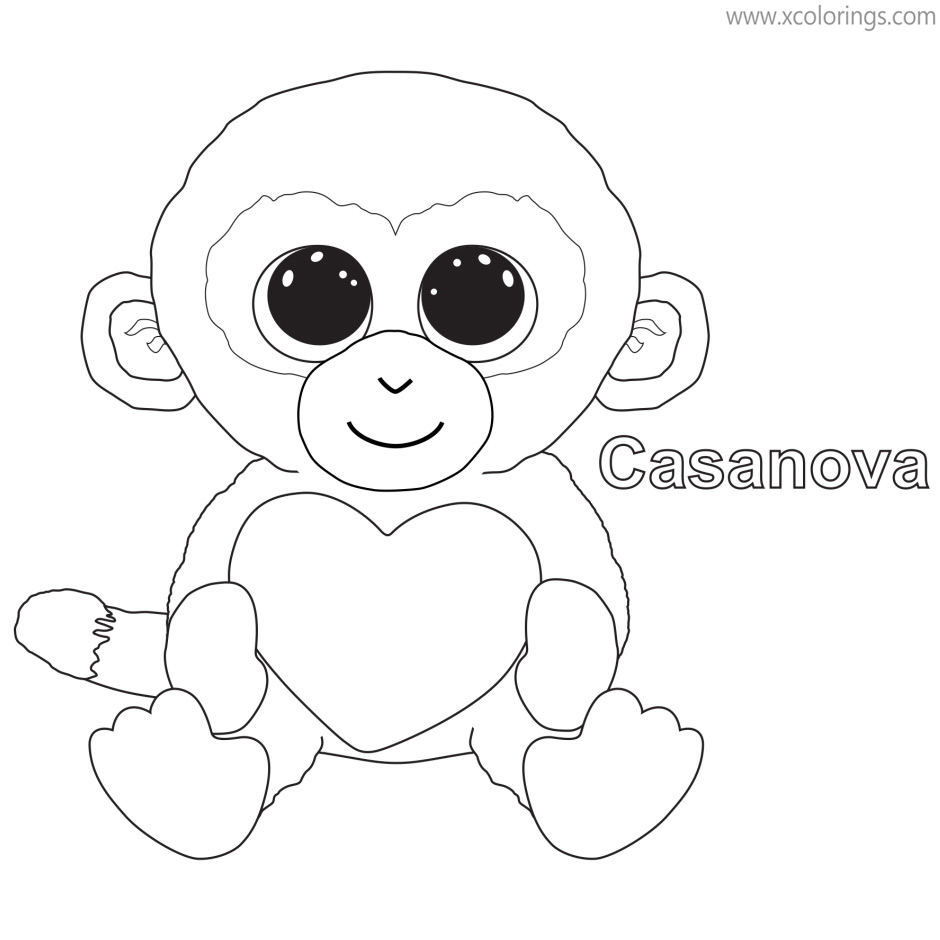 Free Beanie Boos Coloring Pages Monkey Casanova printable