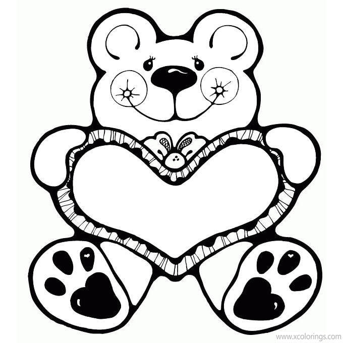 Free Bear Valentines Coloring Pages printable