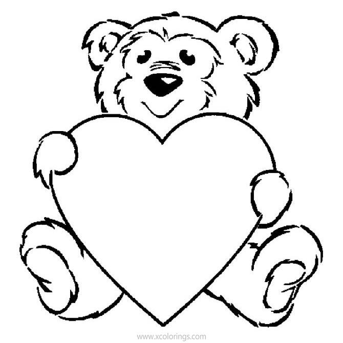 Free Bear Valentines Day Coloring Pages printable