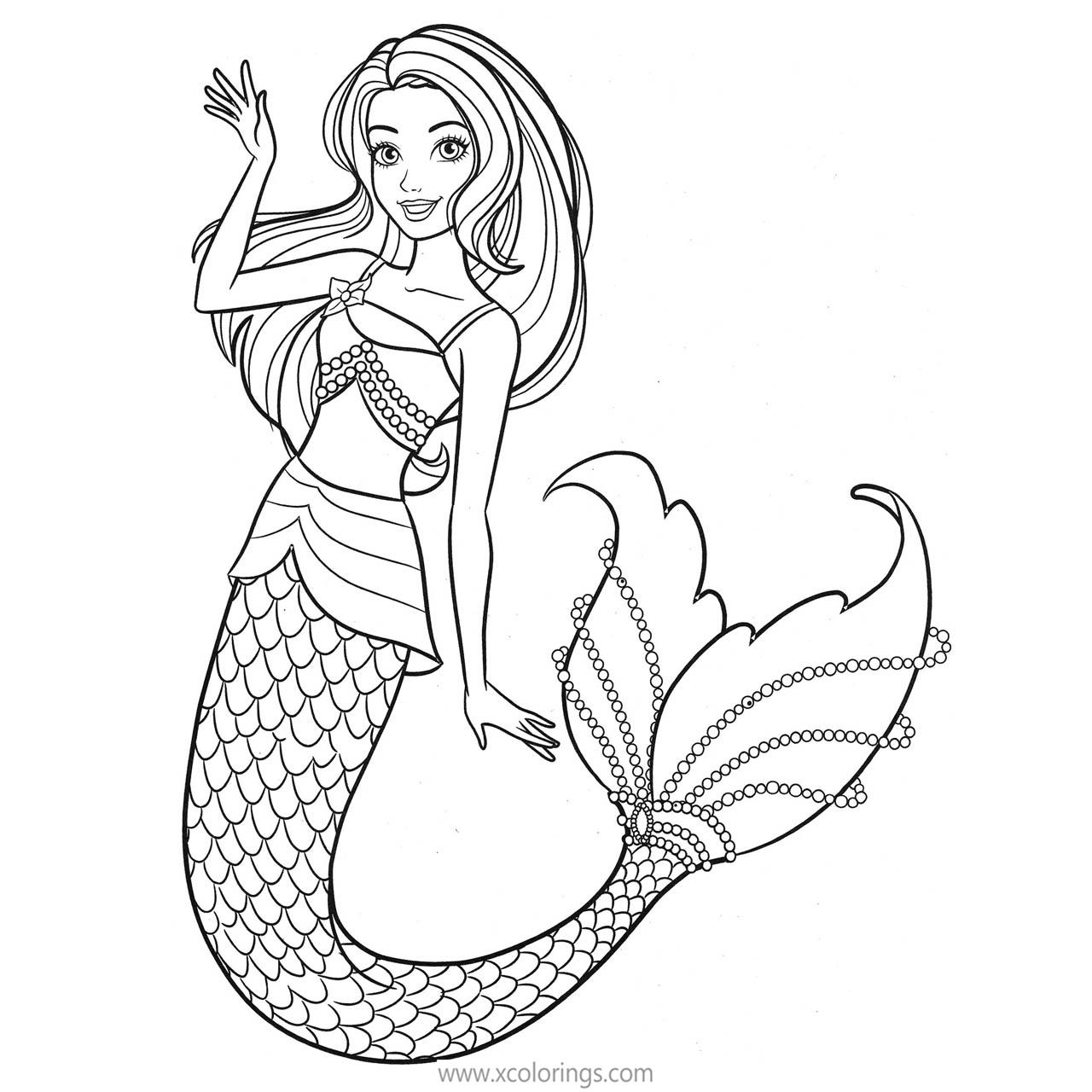 Dolphin Magic Barbie Mermaid Coloring Pages - XColorings.com