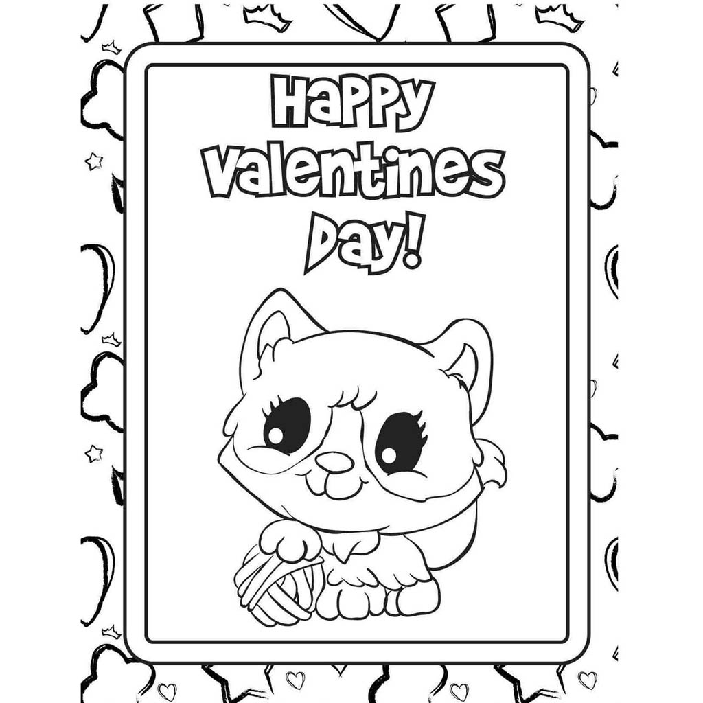 Free Cat Valentines Day Coloring Pages printable