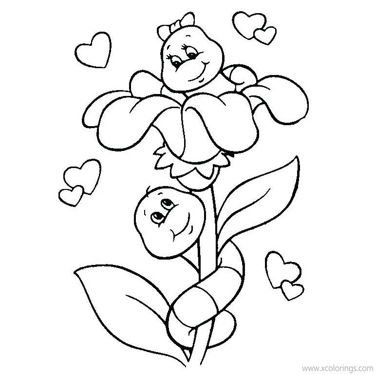 Free Caterpillars Valentines Day Coloring Pages printable