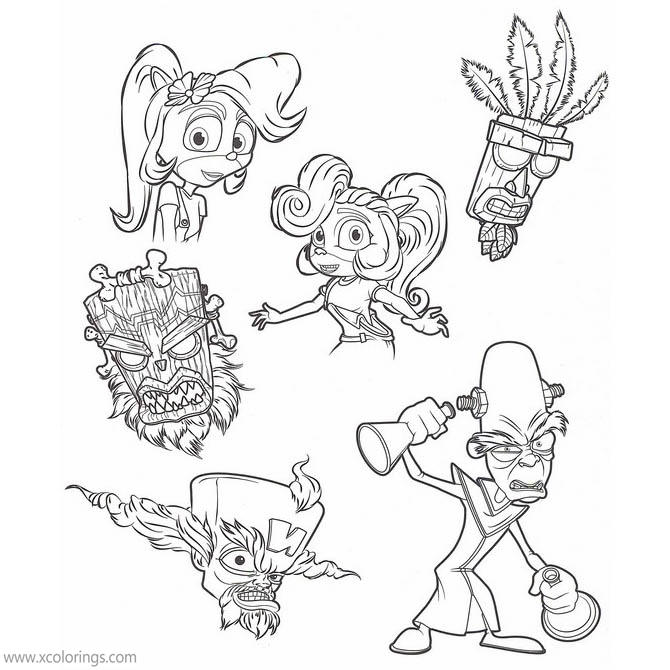 Free Crash Bandicoot Characters Coloring Pages printable