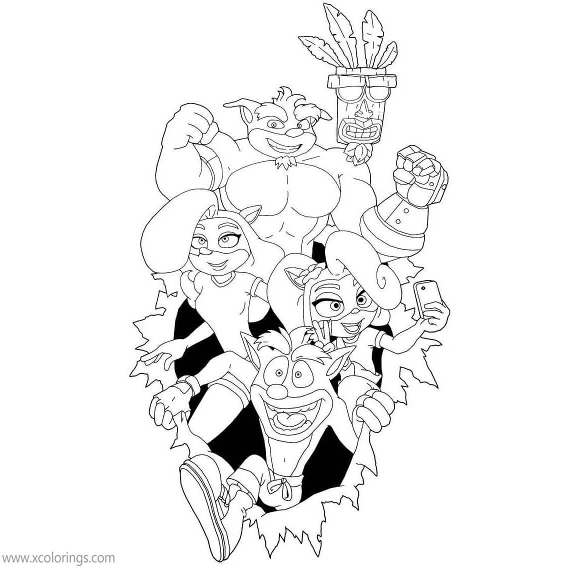 Free Crash Bandicoot Coloring Pages Characters printable