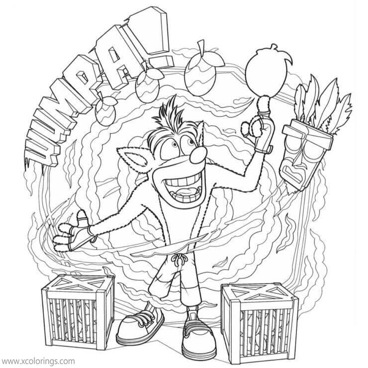 Free Crash Bandicoot Coloring Pages Wumpa printable