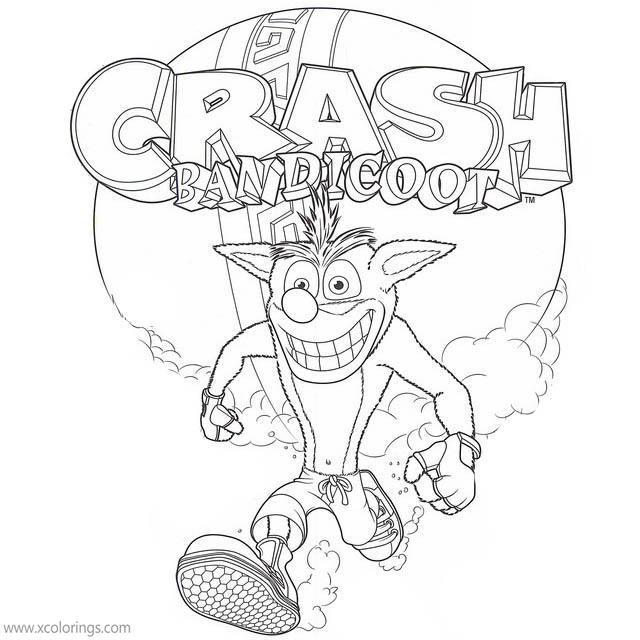 Free Crash Bandicoot Coloring Pages with Logo printable