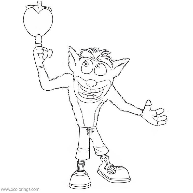 Free Crash Bandicoot with Fruit Coloring Pages printable