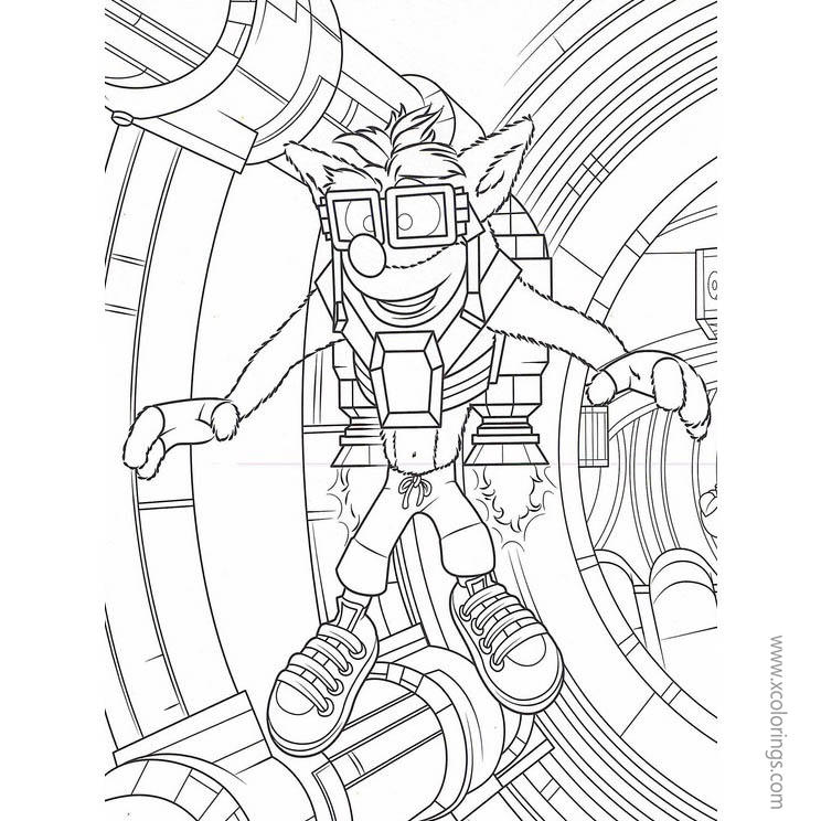 Free Crash Bandicoot with Jet Backpack Coloring Pages printable