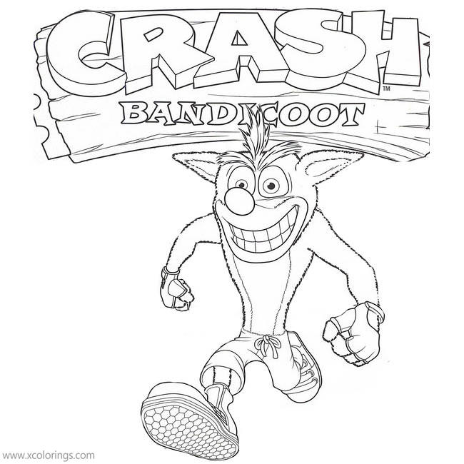 Crash Bandicoot with Logo Coloring Pages - XColorings.com