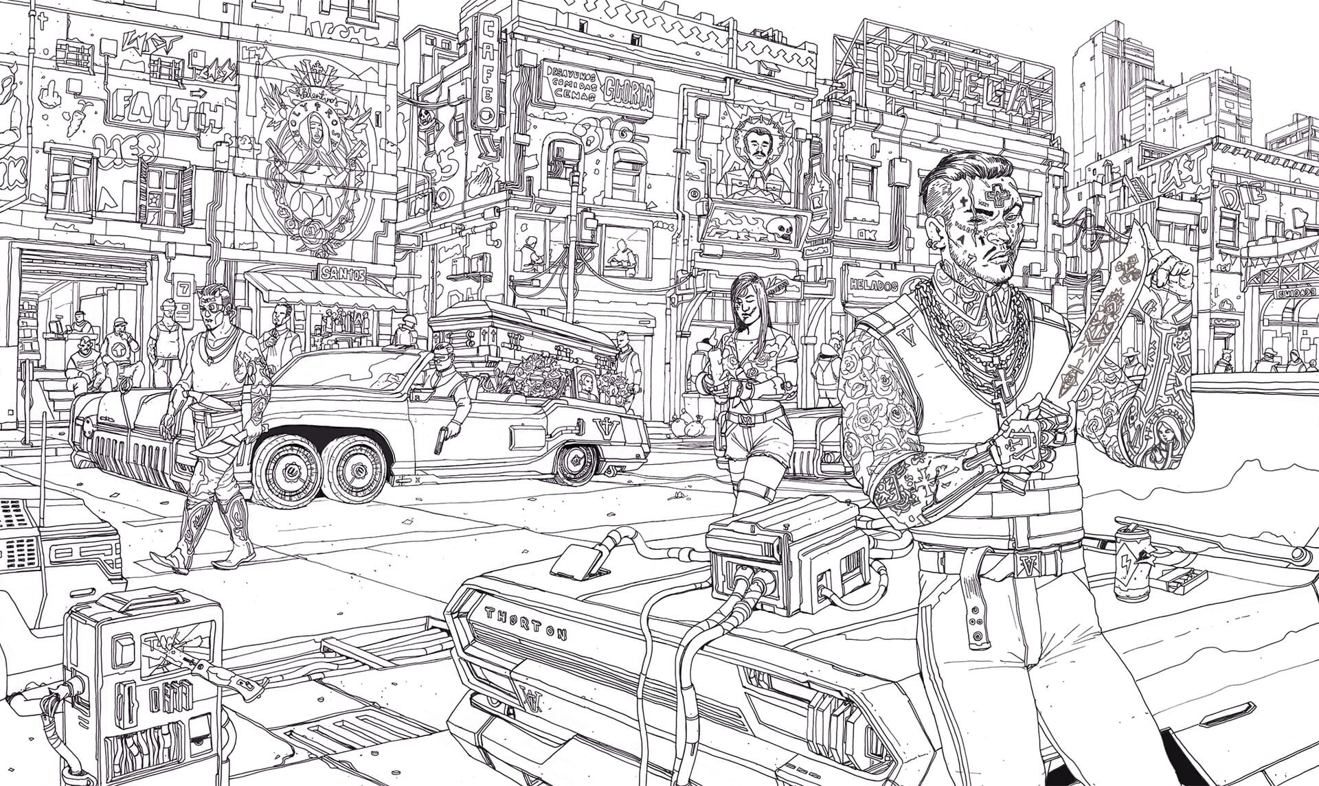 Free Cyberpunk Coloring Pages Fanart printable