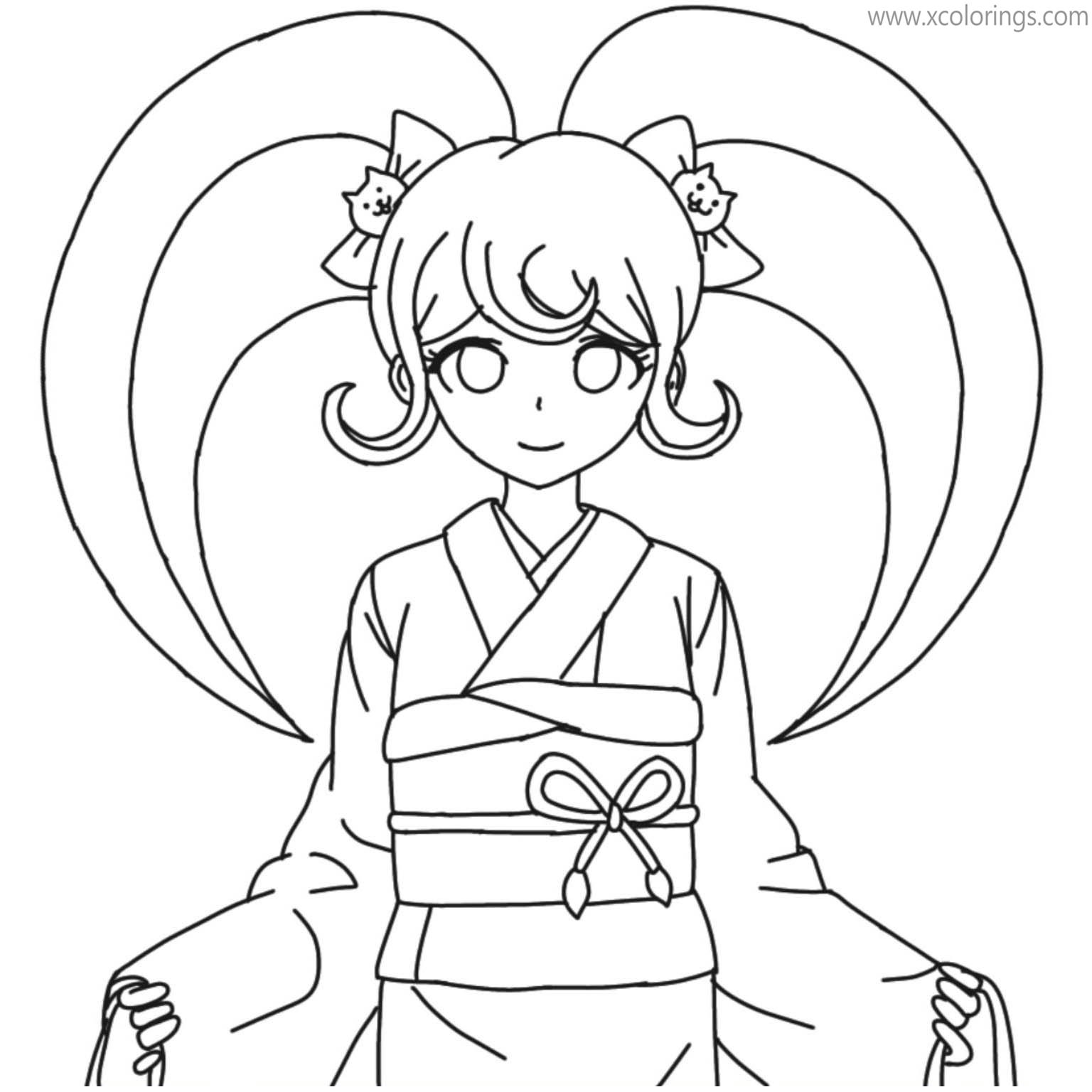 Danganronpa Coloring Pages Junko Enoshima and Makoto Naegi - XColorings.com