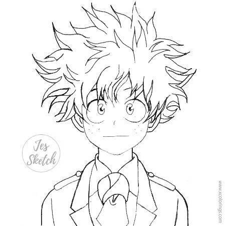 Deku Coloring Pages Izuku Midoriya - XColorings.com