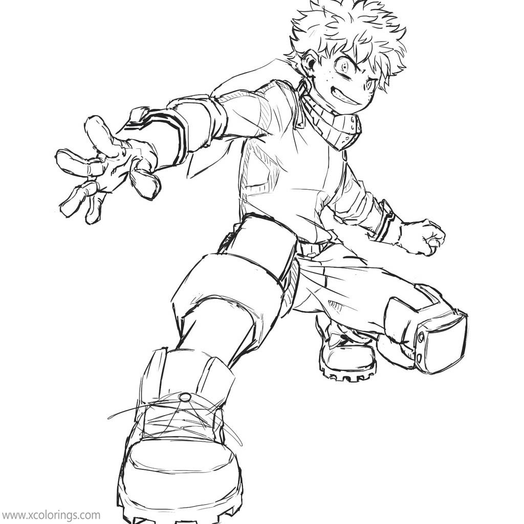 Deku Izuku Midoriya Coloring Pages XColorings