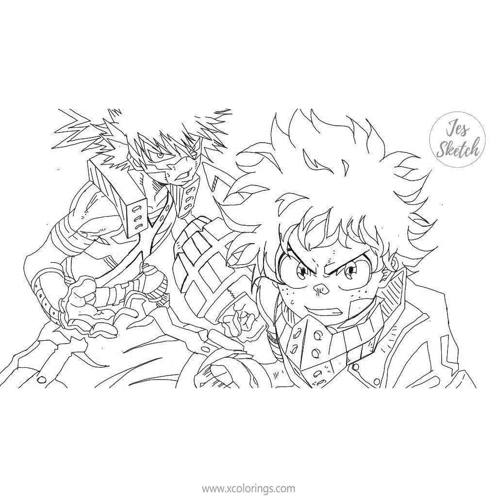 Free Deku and Bakugo Coloring Pages by jessketch0 printable