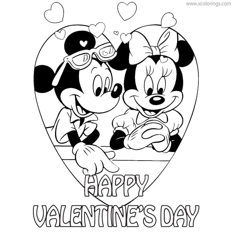 Free Disney Mickey Mouse Valentines Coloring Pages for Girls printable