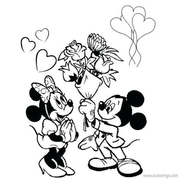 Disney Mickey Mouse Valentines Day Coloring Pages - XColorings.com